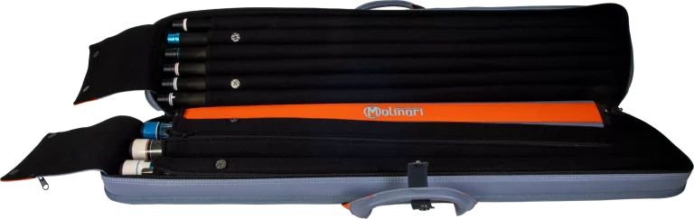 06-Molinari-retro-cue-bag-3B-6S-grey-orange-open-bag-full